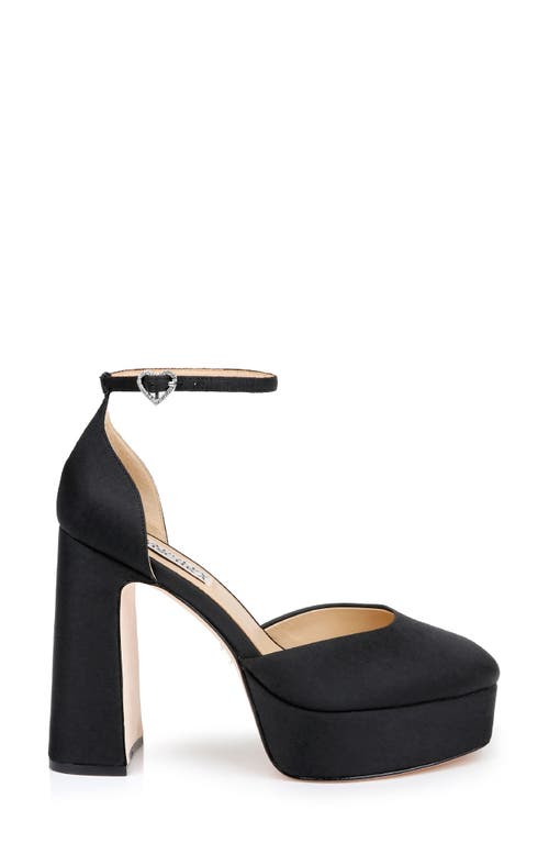 Shop Badgley Mischka Collection Jayda Ankle Strap Platform Pump In Black Crepe