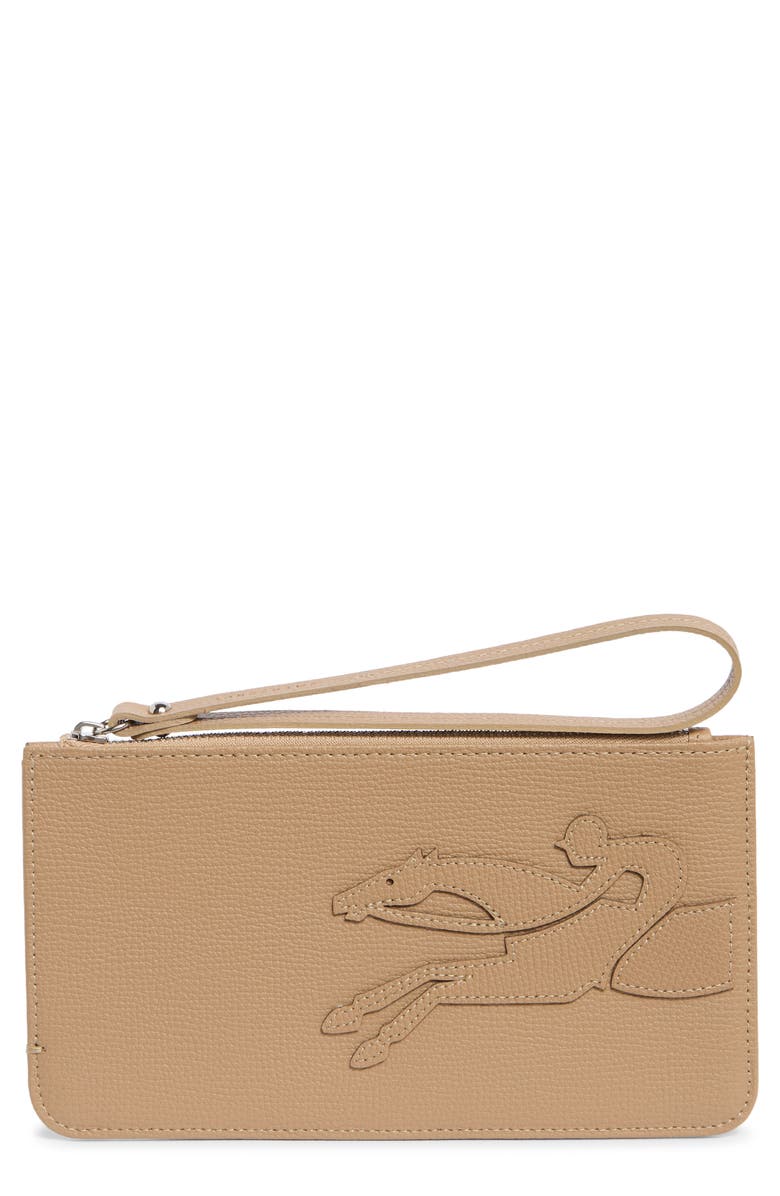Longchamp Leather Wristlet, Main, color, Sand