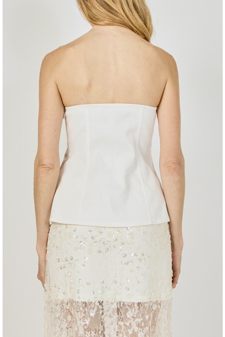 Button Detail Strapless Top, Alternate, color, WHITE