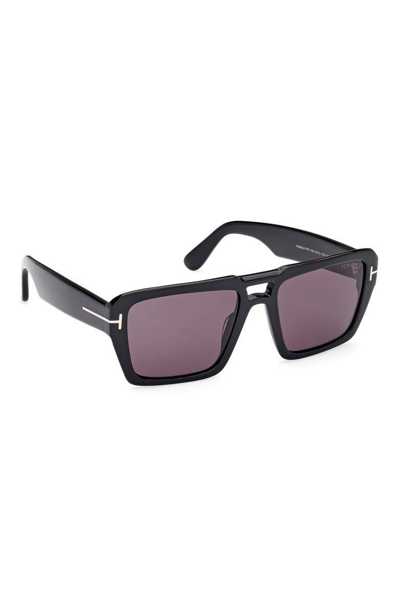 Redford 56mm Navigator Sunglasses, Alternate, color, SHINY BLACK / SMOKE