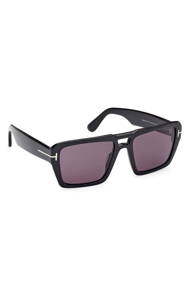 TOM FORD Redford 56mm Navigator Sunglasses, Alternate, color, Shiny Black / Smoke