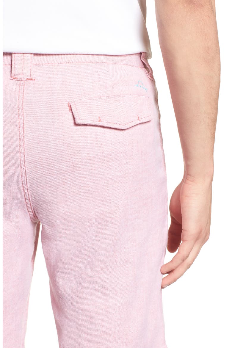 Beach Linen Blend Shorts, Alternate, color, RED SUNSET