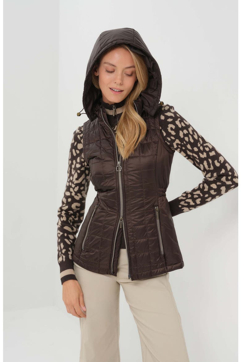 Hooded Montreal Quilted Vest with Removable Hood, Alternate, color, Espresso