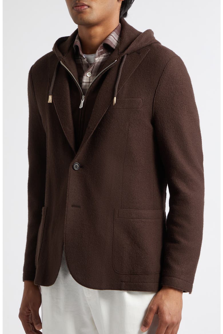 Wool Sport Coat with Hoodie Bib, Alternate, color, 05 BROWN