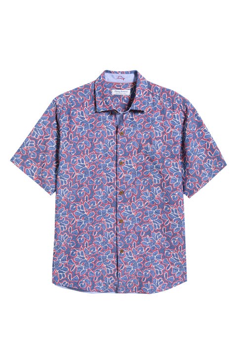 Coastal Ease Geo Rio Floral IslandZone® Short Sleeve Button-Up Shirt