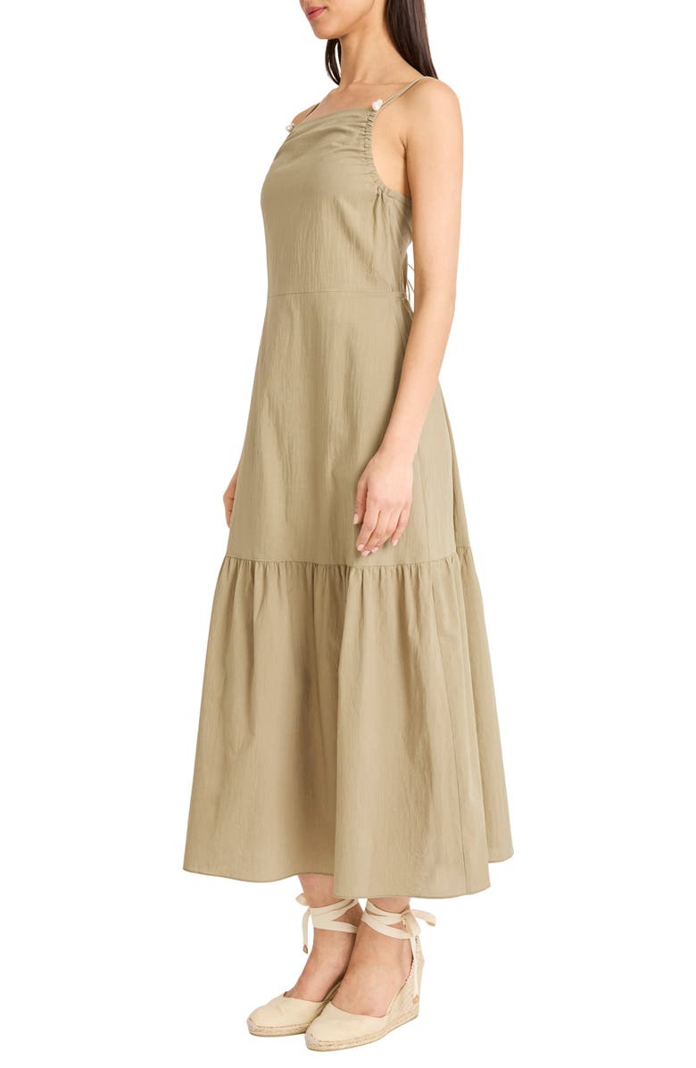 The Good Journey Ruched Open Back Drop Waist Cotton Midi Sundress, Alternate, color, Aloe