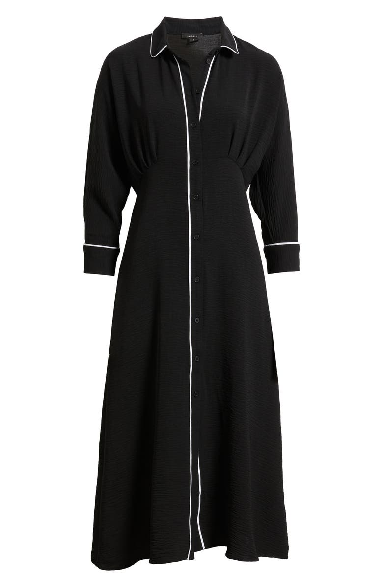 Halogen<sup>®</sup> Pleated Long Sleeve Shirtdress, Alternate, color, Rich Black 060
