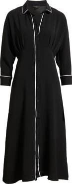 Halogen® Pleated Long Sleeve Shirtdress