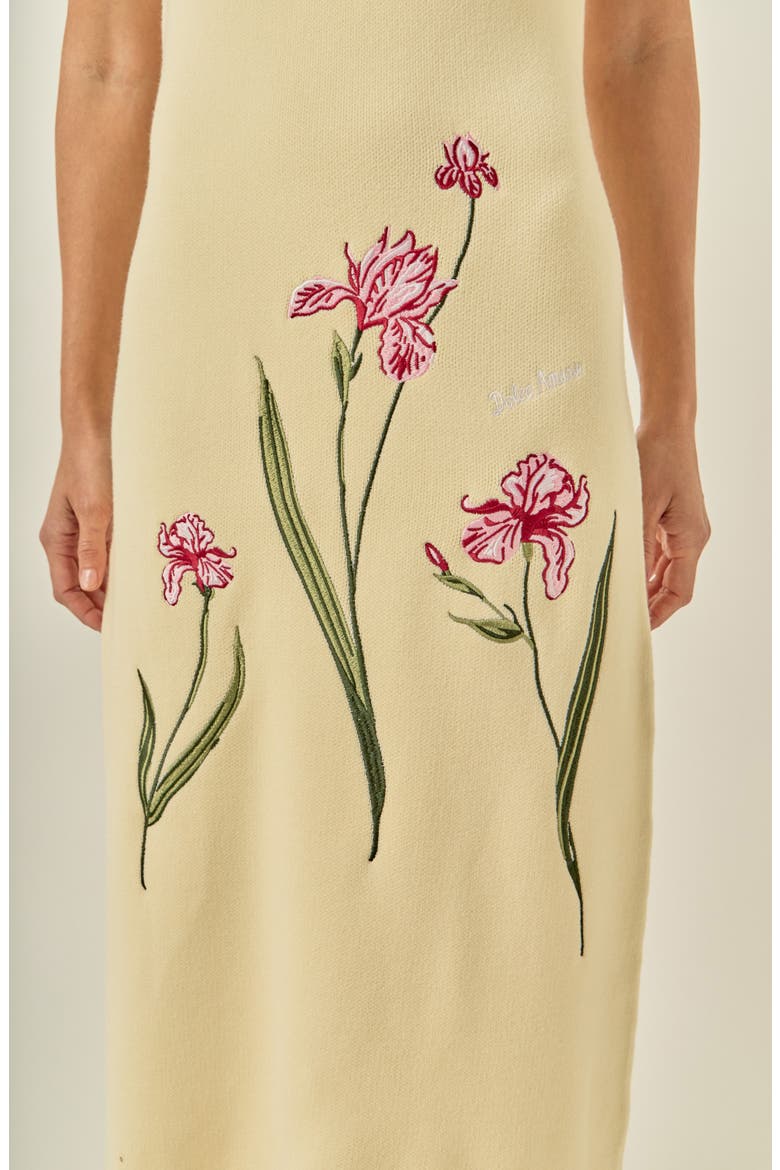 Floral Embroidered Knit Midi Dress, Alternate, color, WARM IVORY