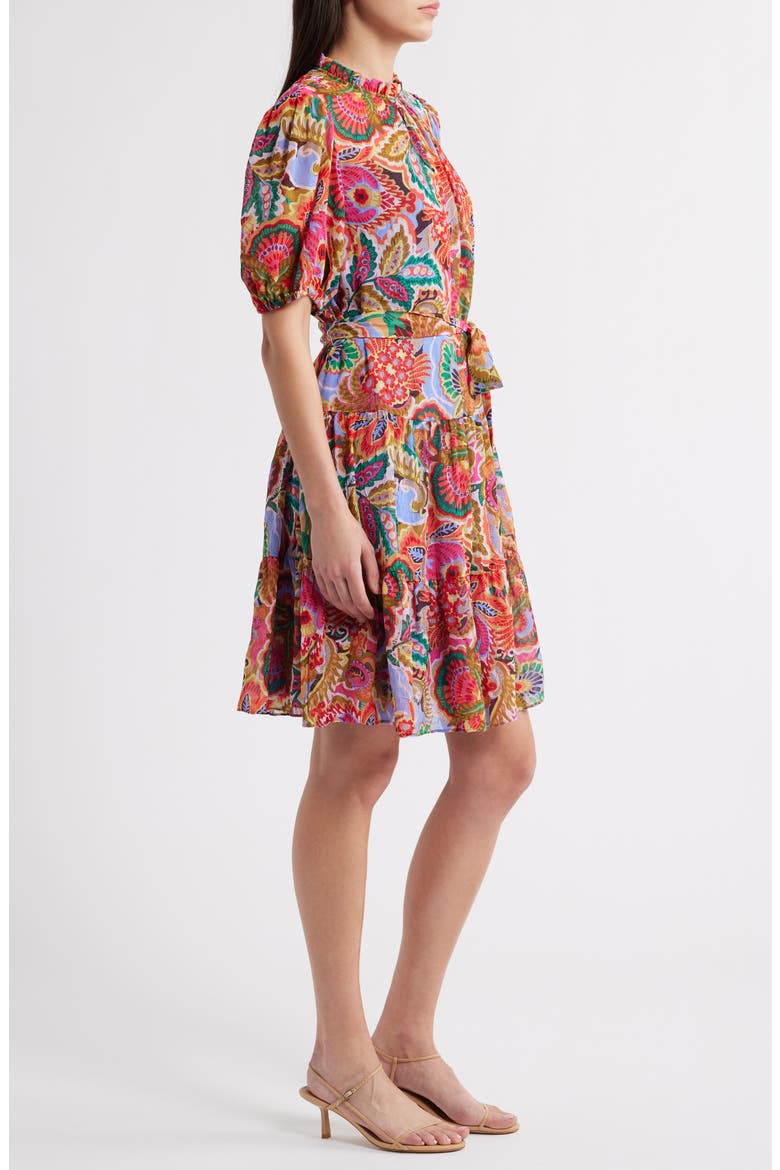 Ruffle Tie Belt Crinkle Shirtdress, Alternate, color, PINK MULTI