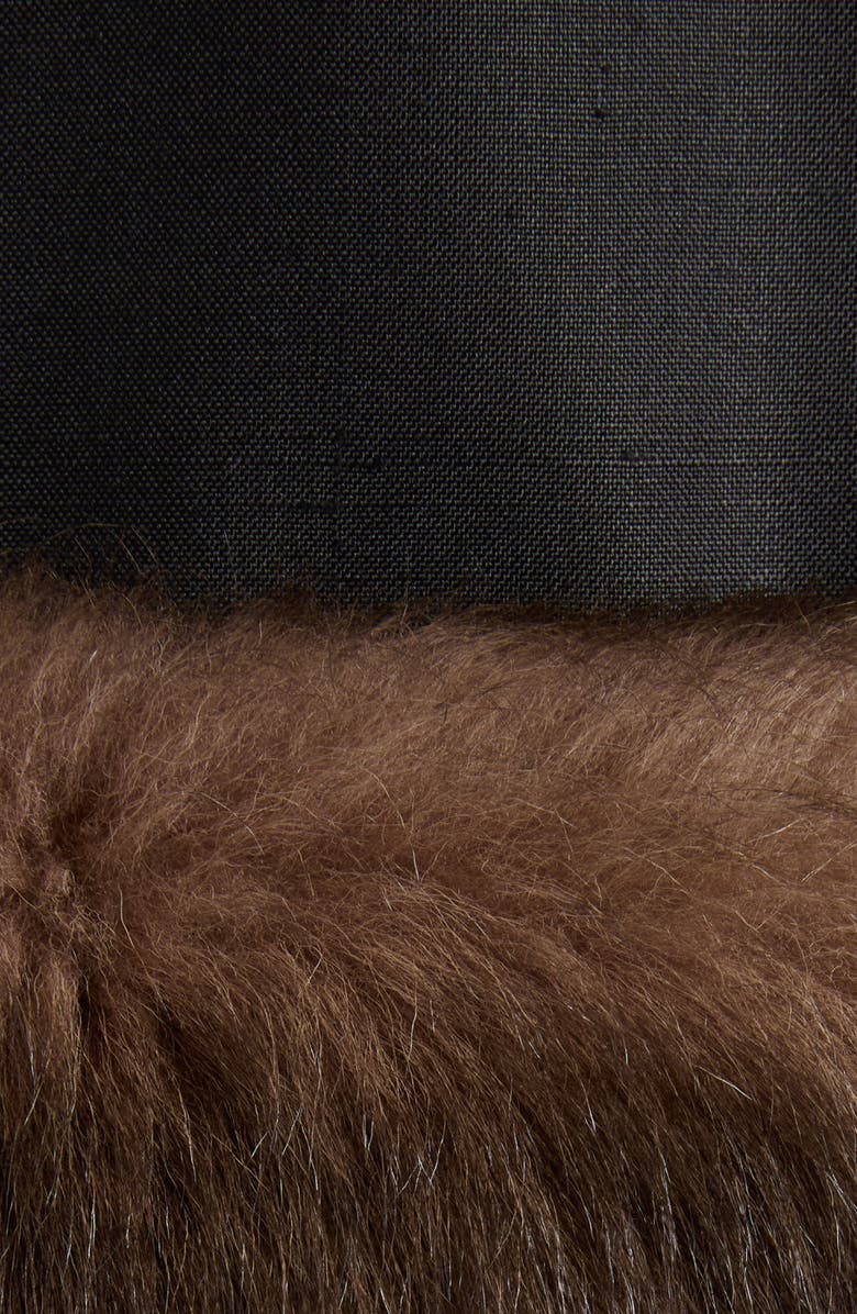 Valentino Silk Shantung Miniskirt with Genuine Shearling Trim, Alternate, color, Black