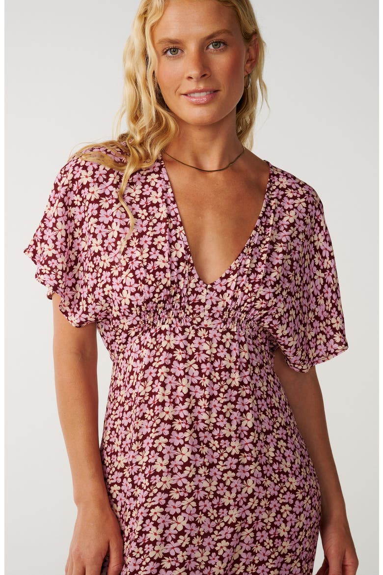 Party Wave Floral Print Maxi Dress, Alternate, color, DARK PLUM