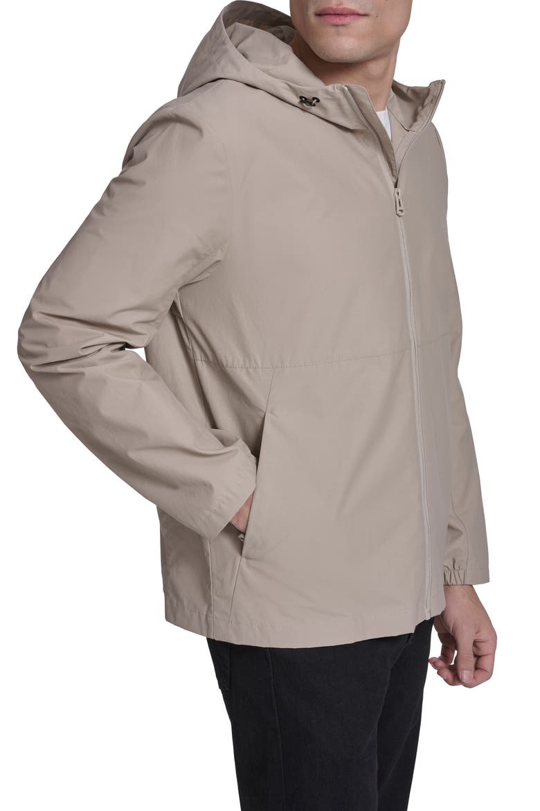 Water Resistant Packable Hooded Cotton Blend Running Jacket, Alternate, color, KHAKI