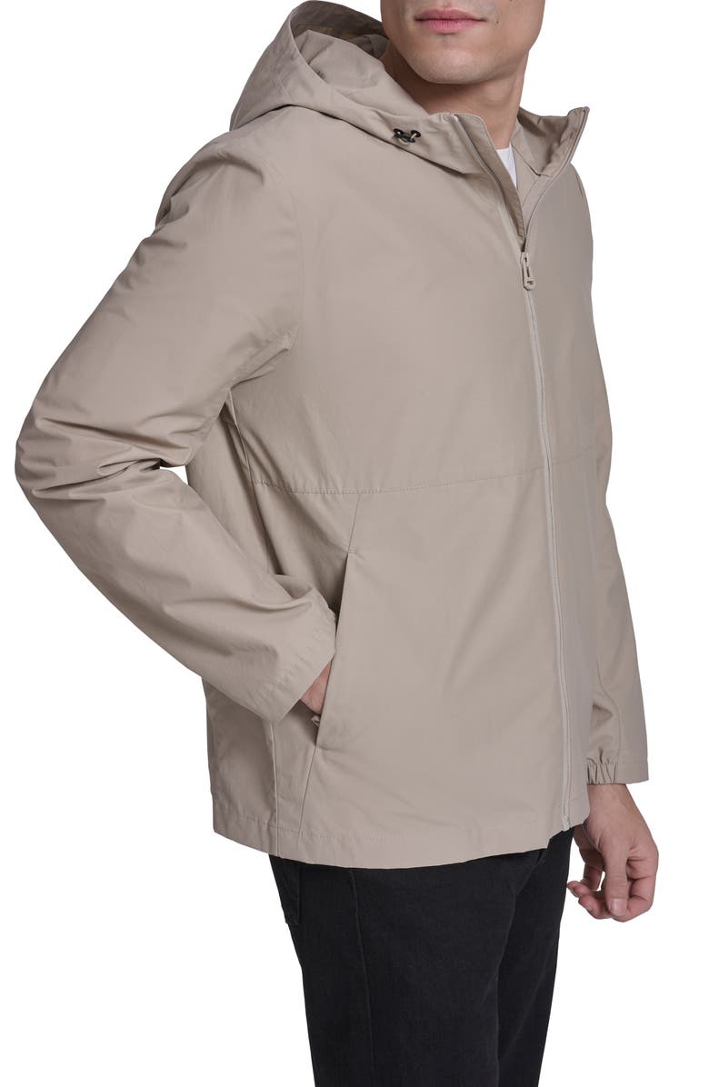 Cole Haan Signature Water Resistant Packable Hooded Cotton Blend Running Jacket, Alternate, color, Khaki