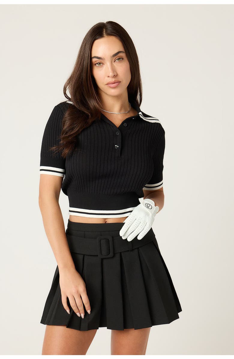 Goldie Byrd Knit Polo, Main, color, Black