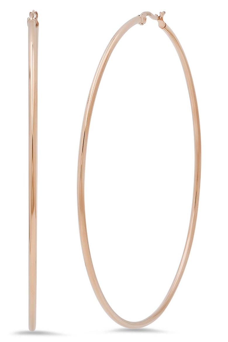 18k Rose Gold Plated Hoop Earrings, Main, color, ROSE GOLD
