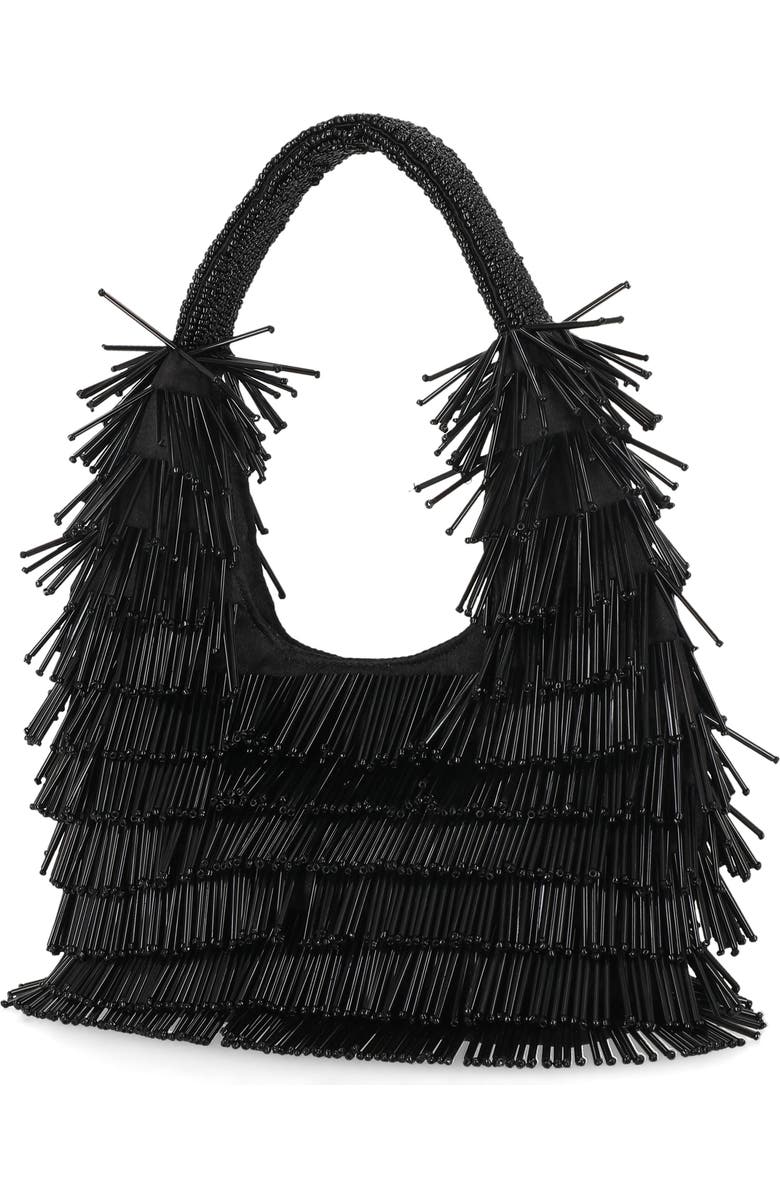 Jessica McClintock Jelena Beaded Hobo Shoulder Bag, Alternate, color, Black