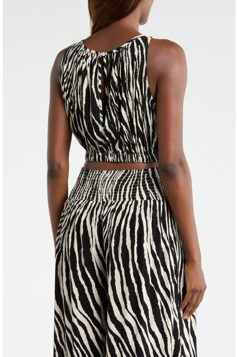 Sleeveless Crop Cover-Up Top, Alternate, color, BLACK ZEBRA