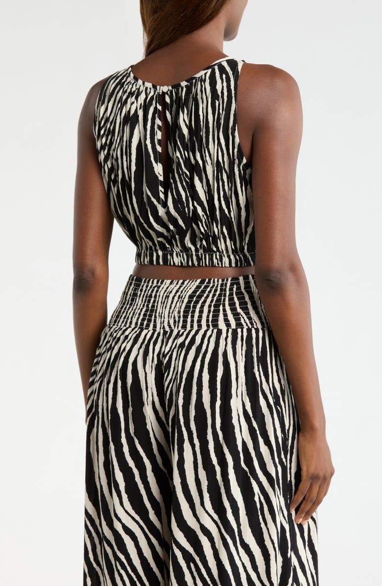 Elan Sleeveless Crop Cover-Up Top, Alternate, color, Black Zebra