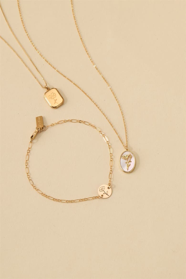 Audrey Birth Flower Necklace, Alternate, color, Gold / December