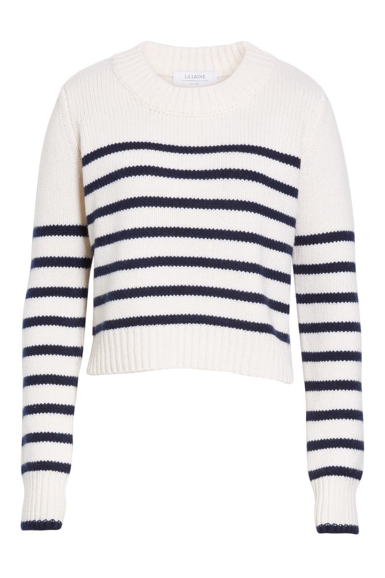 Mini Maren Wool & Cashmere Sweater, Alternate, color, CREAM/ NAVY