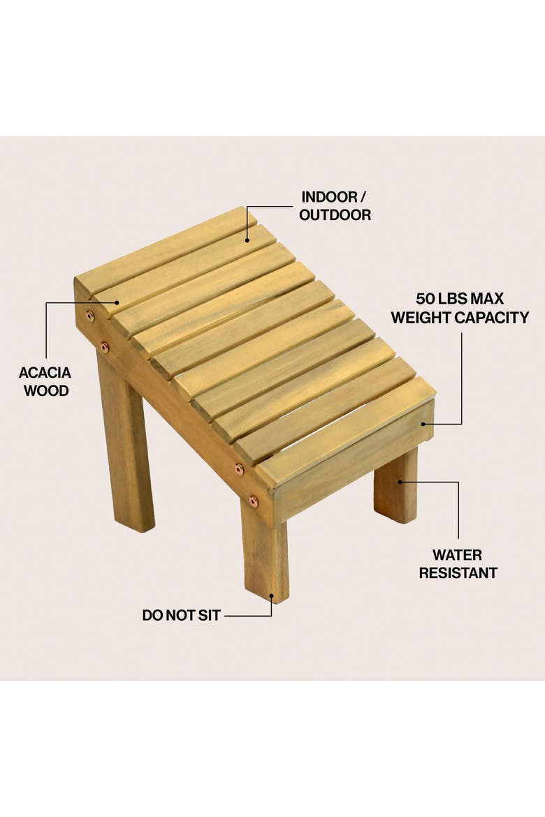 Saru Minimalist Solid Acacia Wood Shower Foot Rest for Shaving Legs, Water-Resistant Slanted Spa Stool for Inside Shower, Alternate, color, Light Teak