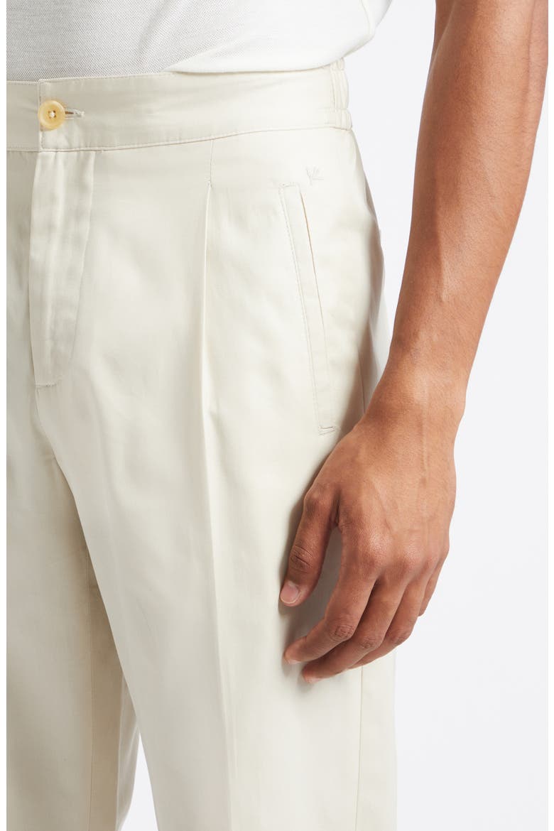 Single Pleat Cotton Trousers, Alternate, color, BIANCO PERLA