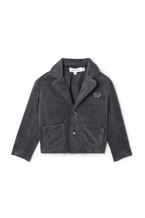 Crest Embroidered Velvet Jacket (Toddler, Little Kid & Big Kid)