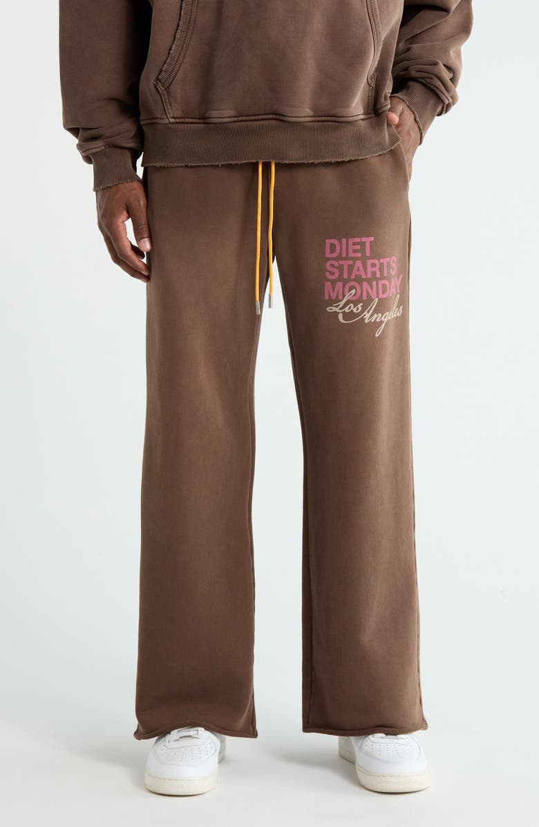 DIET STARTS MONDAY DSMLA Cutoff Cotton Sweatpants, Main, color, Brown/Pink