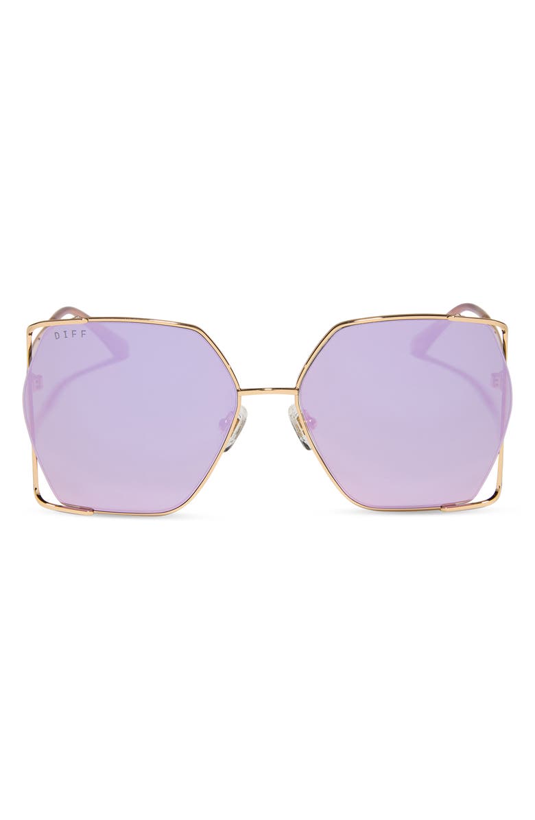 DIFF Donna IV 61mm Gradient Square Sunglasses, Main, color, Taupe Mirror