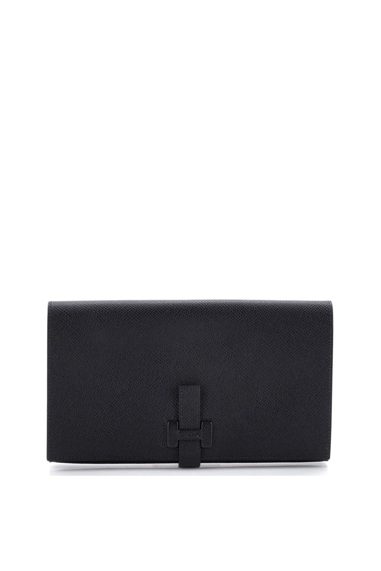 New H Passant Wallet Leather Long, Main, color, Noir
