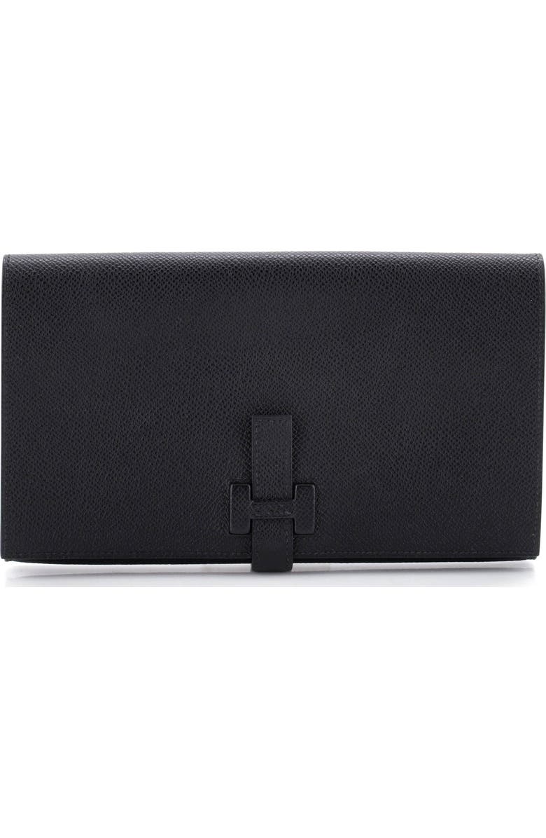 Pre-Owned Hermes New H Passant Wallet Leather Long, Main, color, Noir