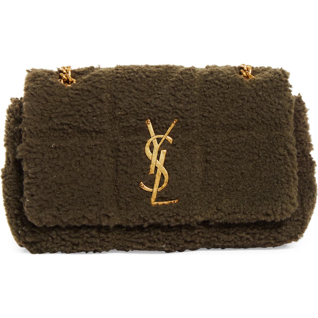 Saint Laurent Small Jamie Genuine Shearling Shoulder Bag In Green
