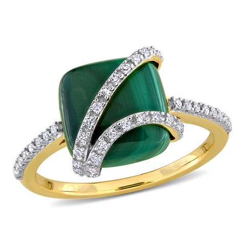 Malachite & Diamond Ring 10k