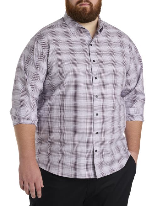 Synrgy By Dxl Big & Tall Large Plaid Sport Shirt In Purple