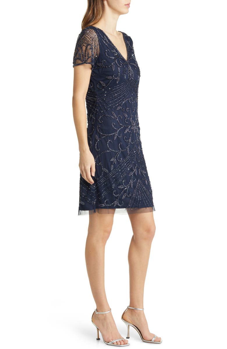 Pisarro Nights Beaded Double V-Neck Dress, Alternate, color, Navy