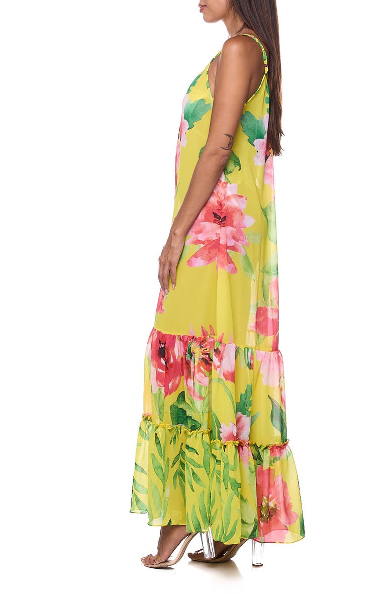 RANEES Tiered Cover-Up Maxi Dress, Alternate, color, Yellow