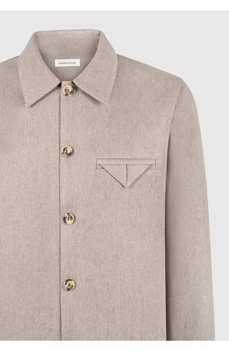 Manière De Voir Leo Textured Tailored Long Sleeve Overshirt, Alternate, color, Taupe