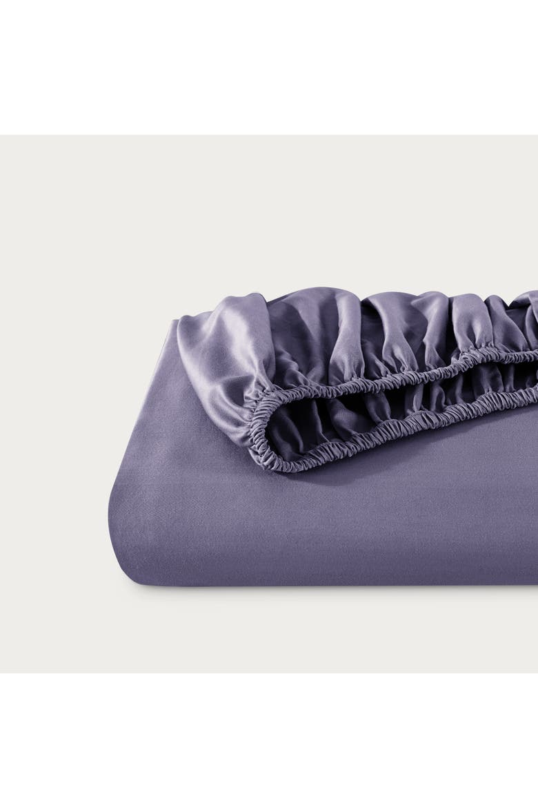400 Thread Count Organic Cotton Sateen Fitted Sheet - Full XL, Alternate, color, Dusty Purple