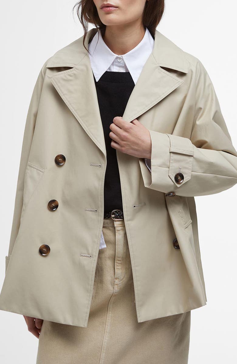 Barbour Maisy Showerproof Double Breasted Jacket, Main, color, Light Sand Safari Ta