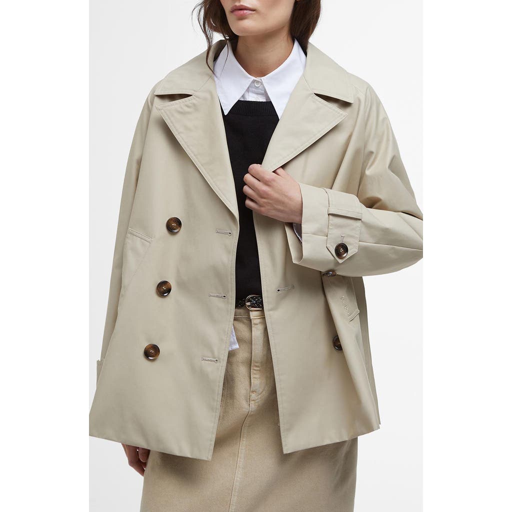Barbour Women's Maisy Short Double-breasted Trench Coat In Light Sand Safari Ta
