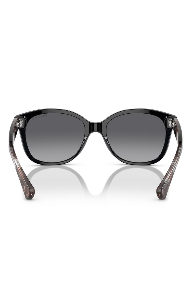 RALPH 55mm Polarized Gradient Cat Eye Sunglasses, Alternate, color, Shiny Black / Polar Grey