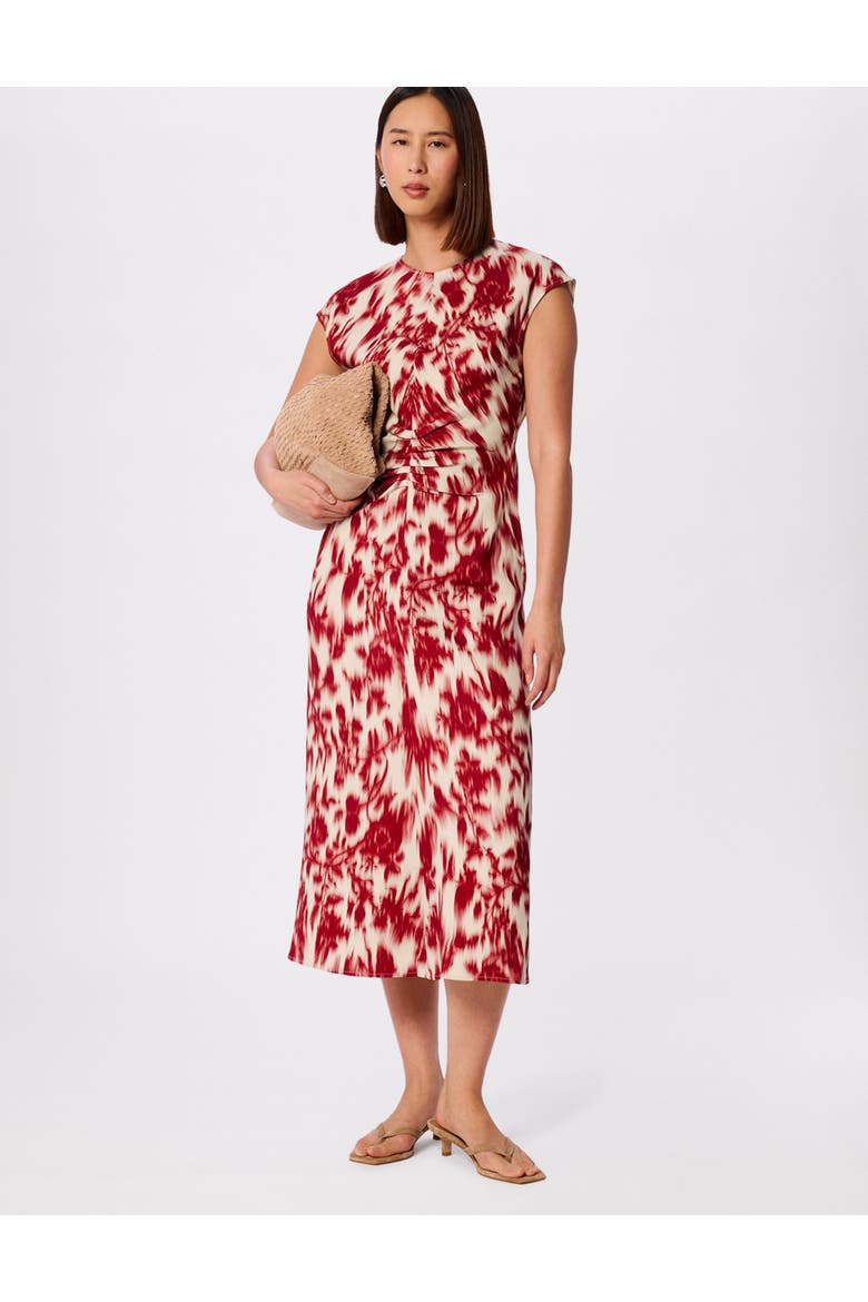 Blurred Floral Crepe Dress, Main, color, Red/Multi