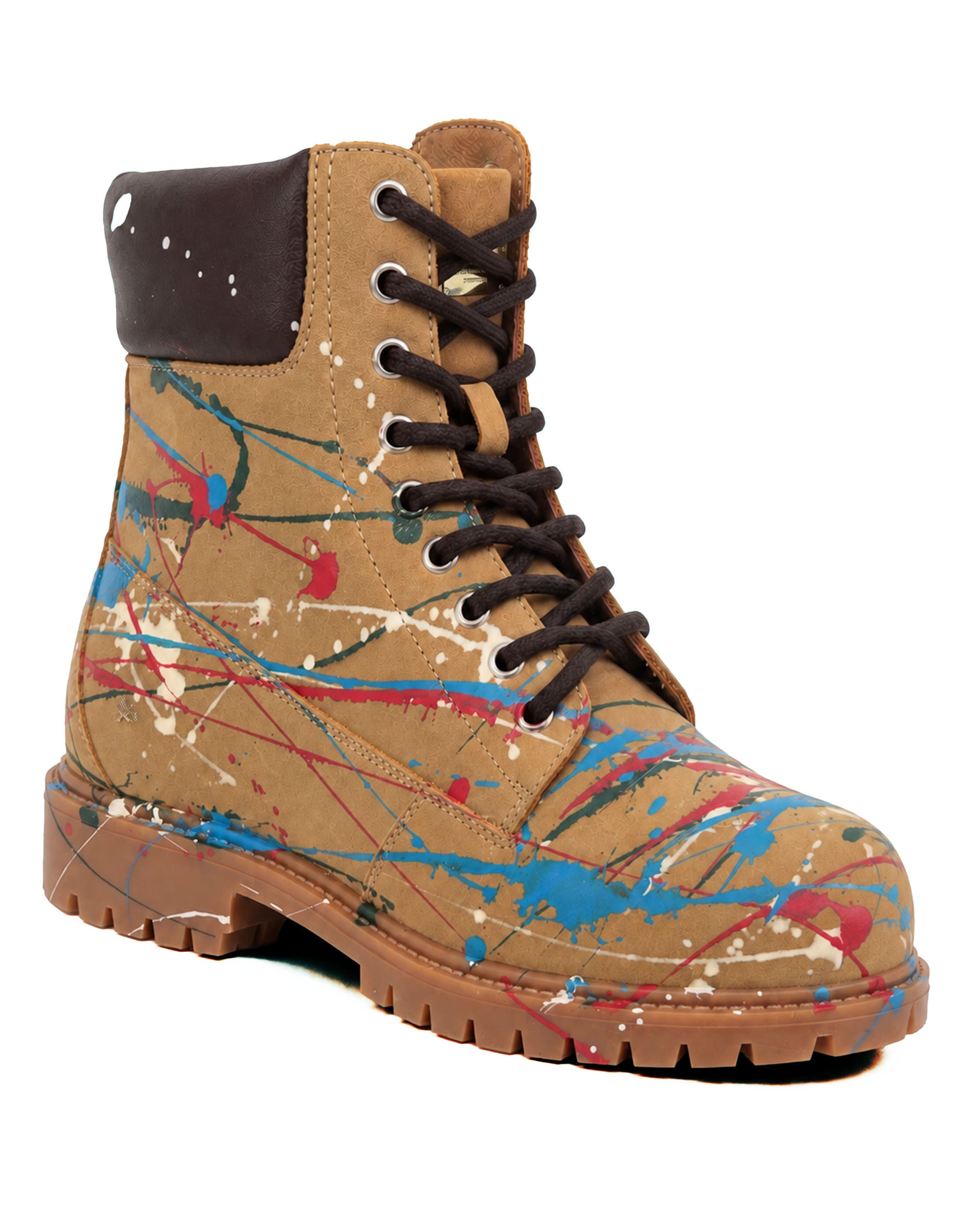 Nubuck Boots Dripping Skull Men, Main, color, brown/multicolored