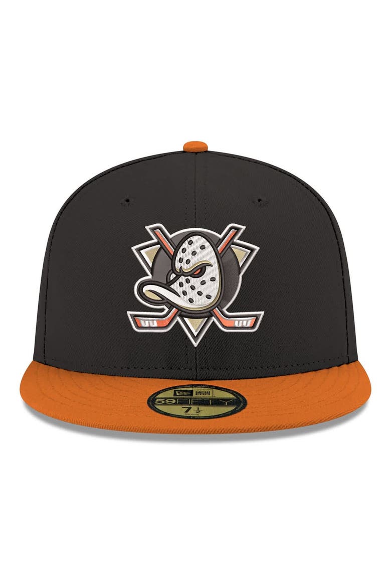 Men's New Era  Black Anaheim Ducks Core Logo Two-Tone 59FIFTY Fitted Hat, Alternate, color, Black