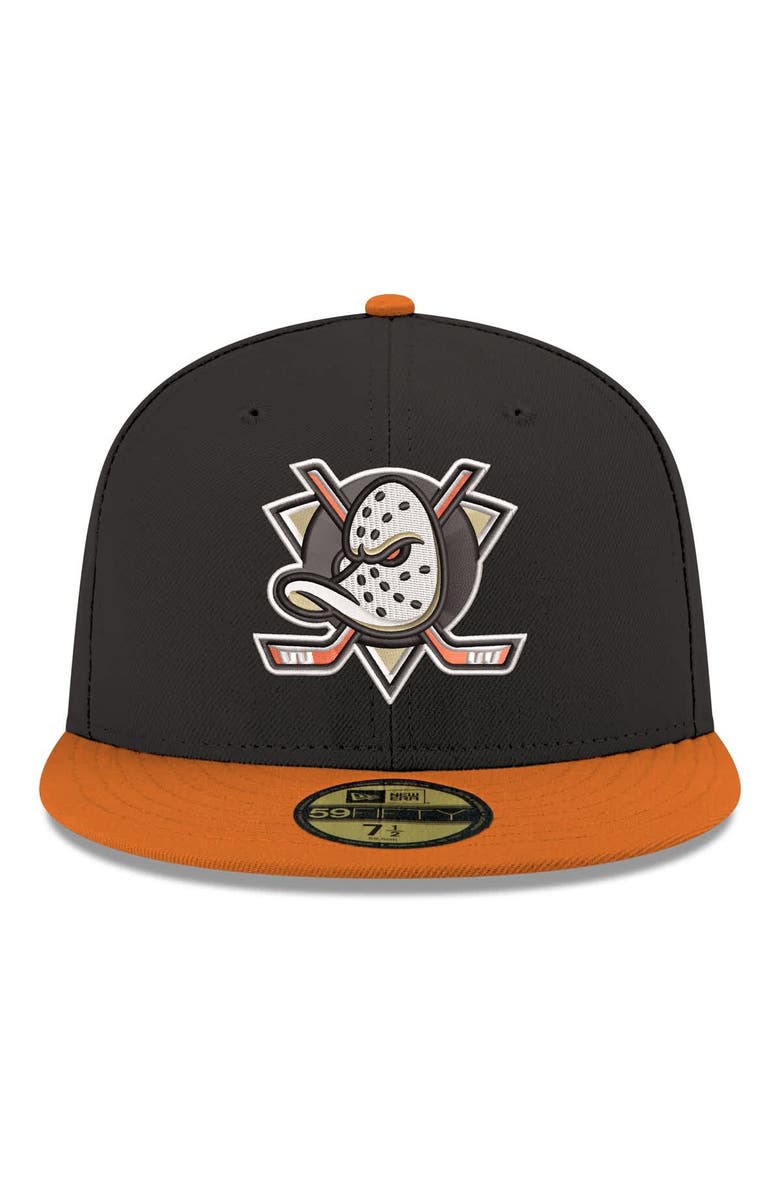 New Era Men's New Era Black Anaheim Ducks Core Logo Two-Tone 59FIFTY Fitted Hat, Alternate, color, Black