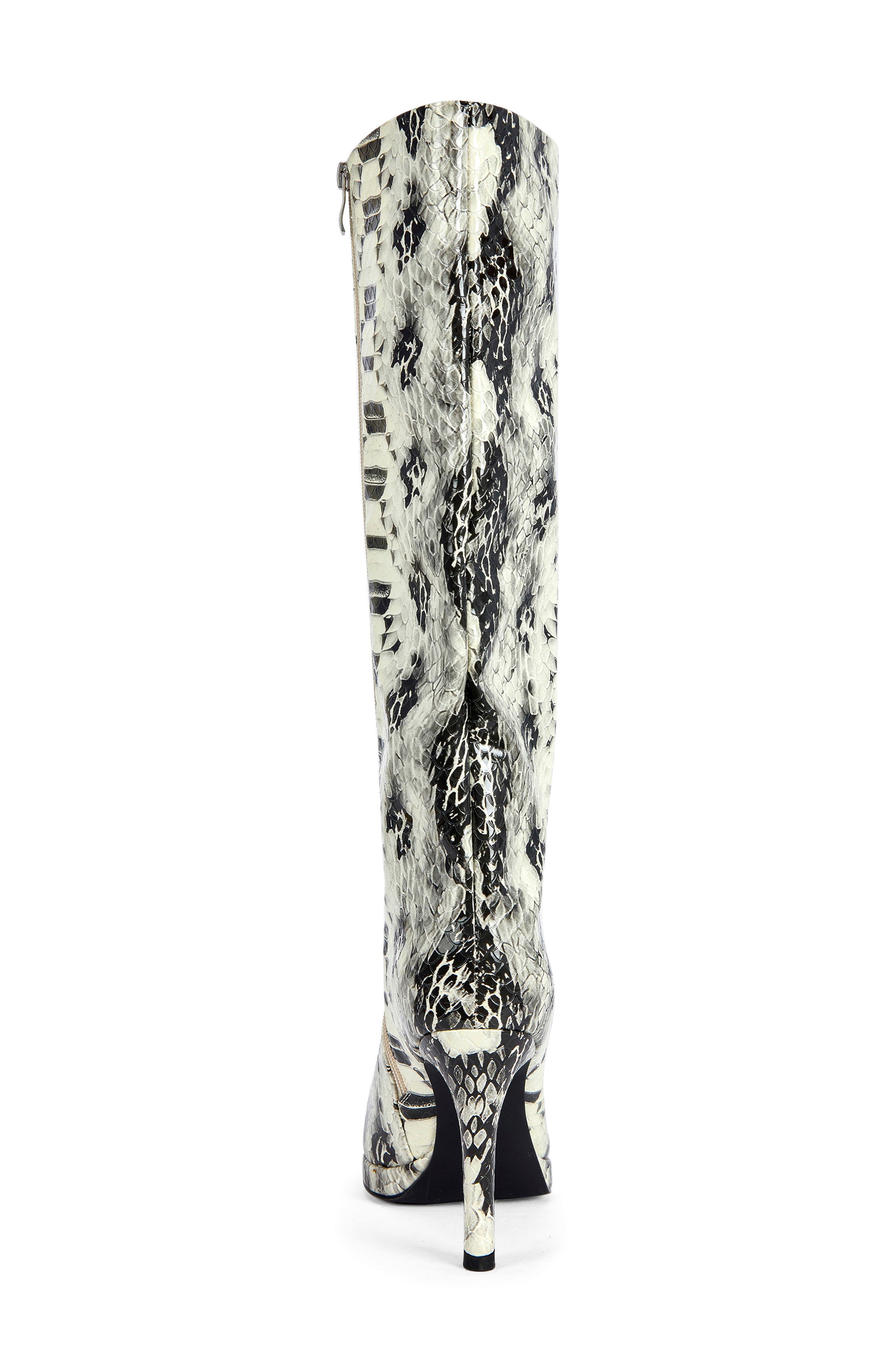 Barely Faux Snakeskin Knee High Boot, Alternate, color, WHITE BLACK