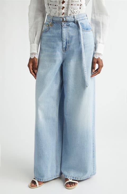 Indra Belted Relaxed Flare Jeans (Skylark)