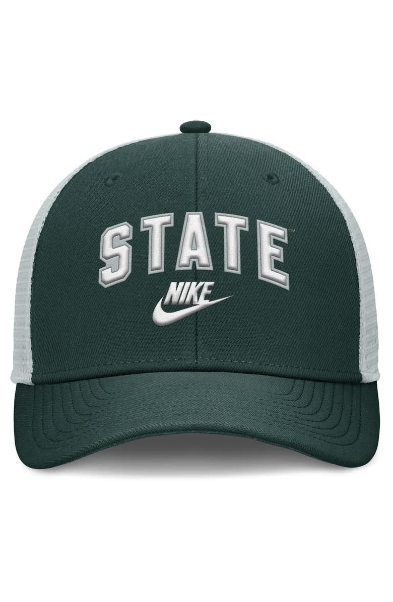 Nike Men's Nike Green/Gray Michigan State Spartans Legacy Arch Rise Performance Trucker Adjustable Hat, Alternate, color, Green