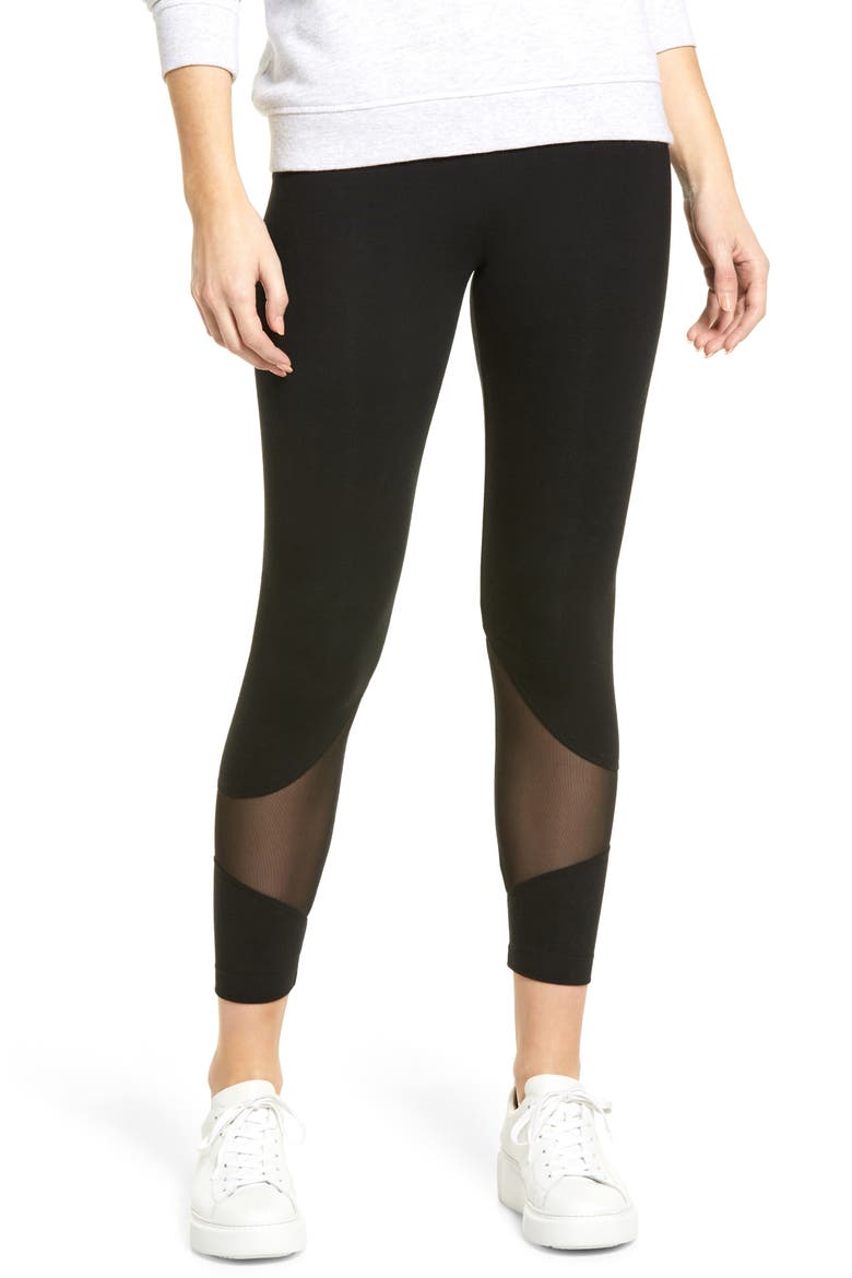 Lyssé Etta Mesh Crop Leggings, Main, color, BLACK